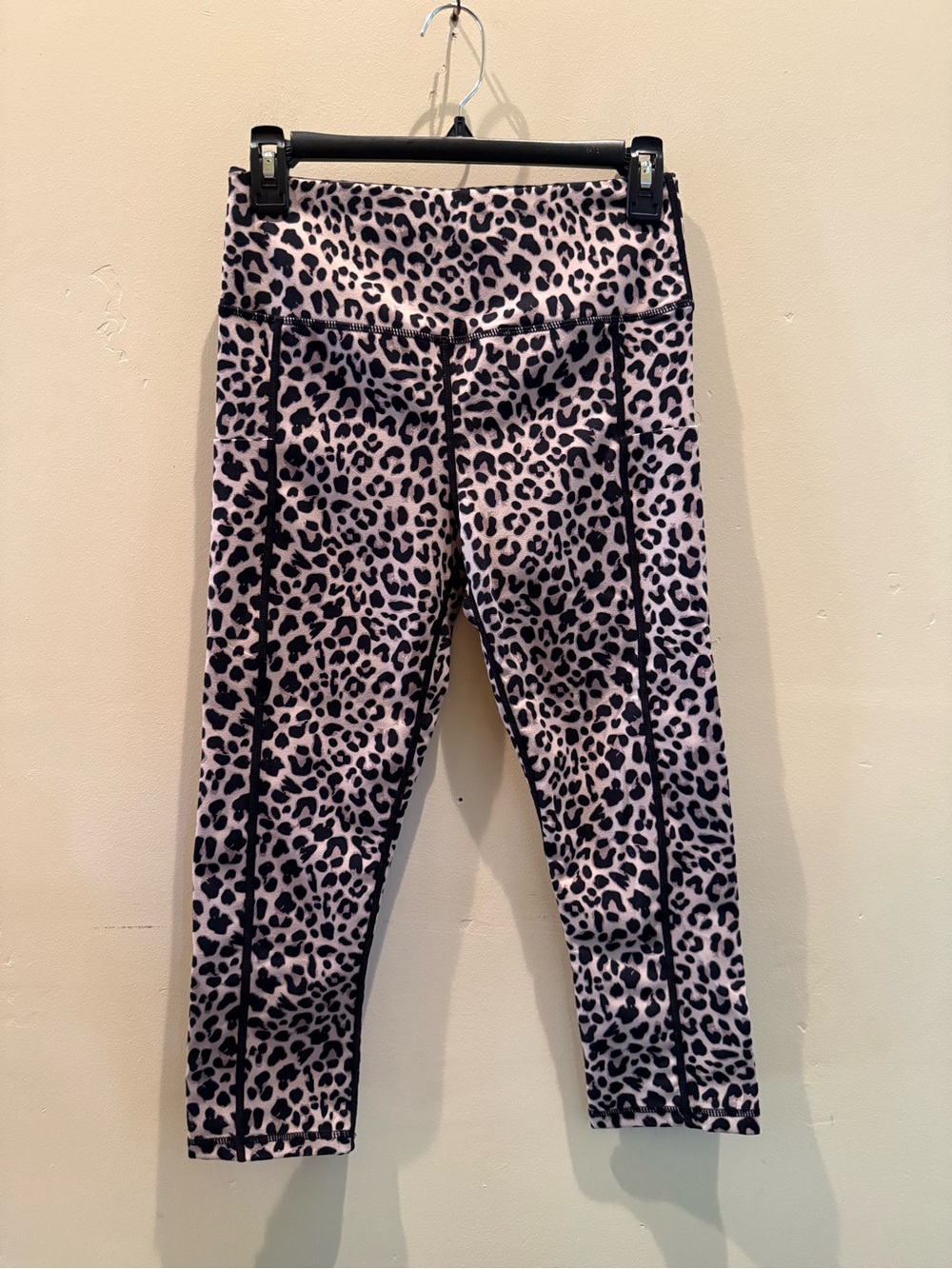 Womens Leopard Print Leggings with Contrast Seams